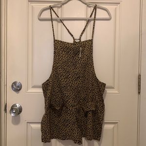 🆕 Aerie Short-alls (short overalls) Tan with Black spots (cheetah) Size Medium
